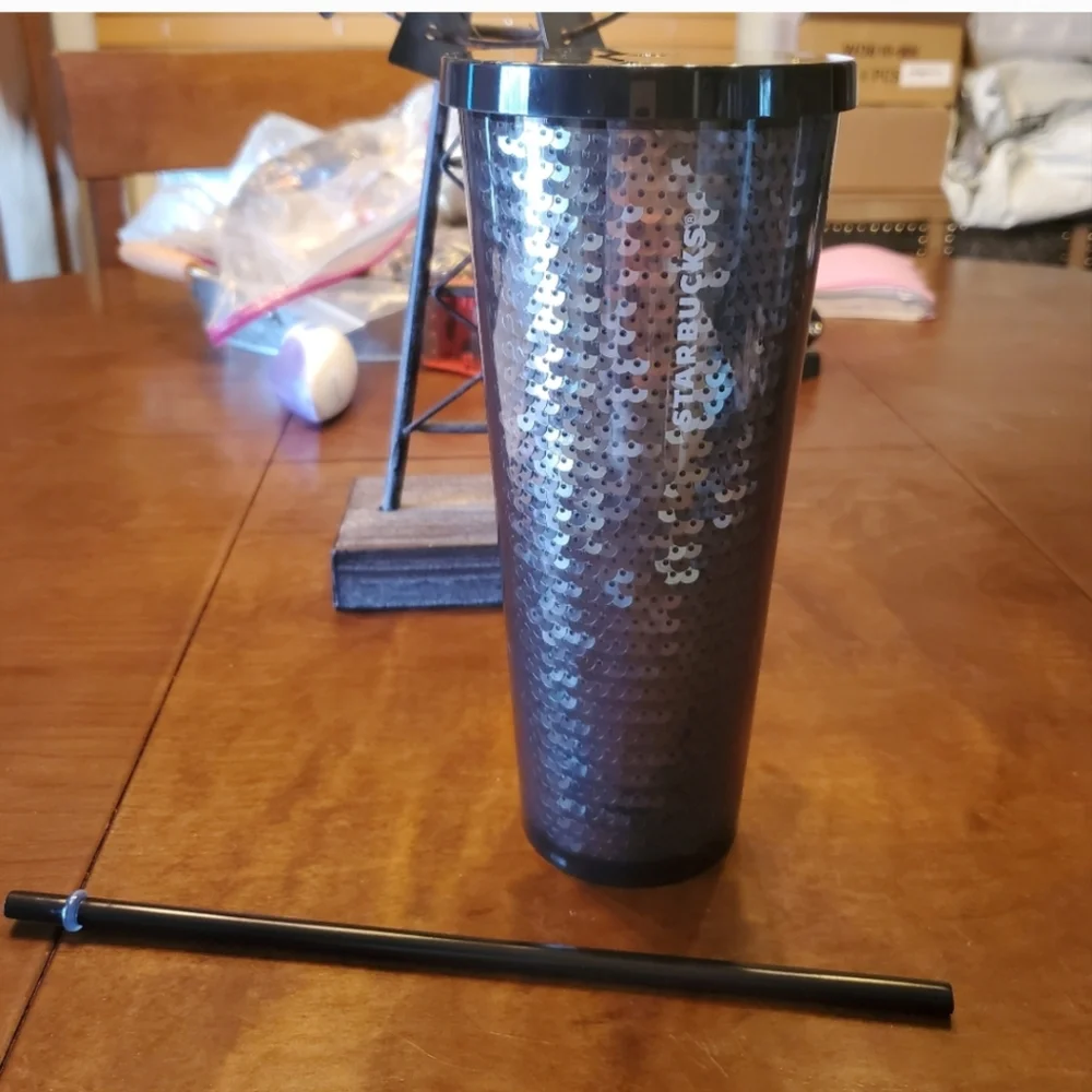 Starbucks Black Sequined 24oz Cold Cup Tumbler